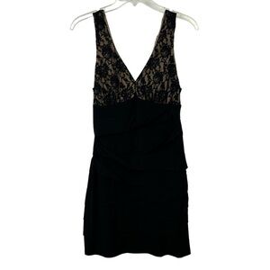 City Triangles Women’s Party Cocktail Dress Sz Large Black Lace Overlay Bodice